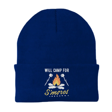 Will Camp For Smores Embroidered Beanie